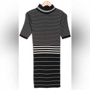 Striped Black and White Mini Dress